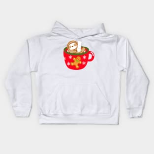 Cute Christmas Hot Chocolate with Marshmallow Sloth Kids Hoodie